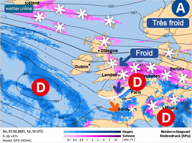 Carte météo Europe du 07/02/2021 à 1812