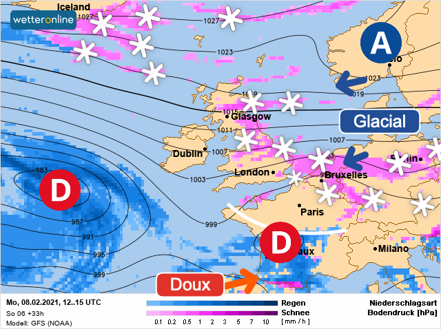 Carte météo Europe du 08/02/2021 à 1812