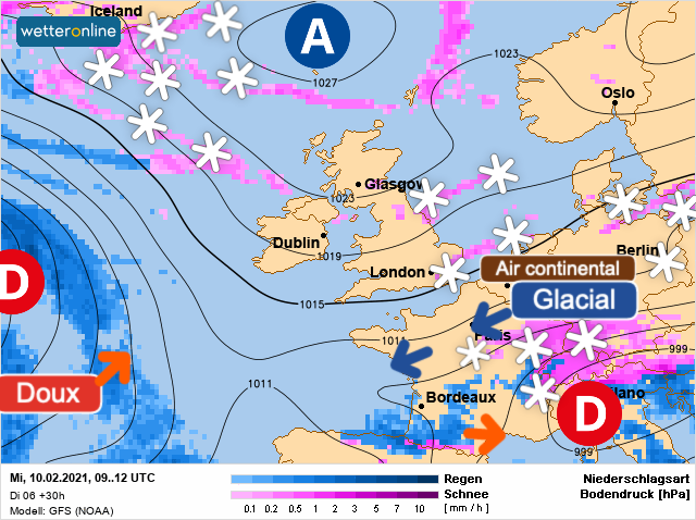 Carte météo Europe du 10/02/2021 à 1812