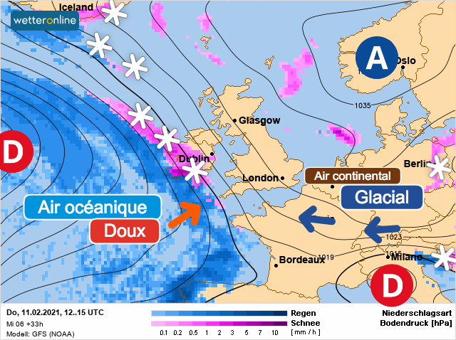 Carte météo Europe du 11/02/2021 à 1812
