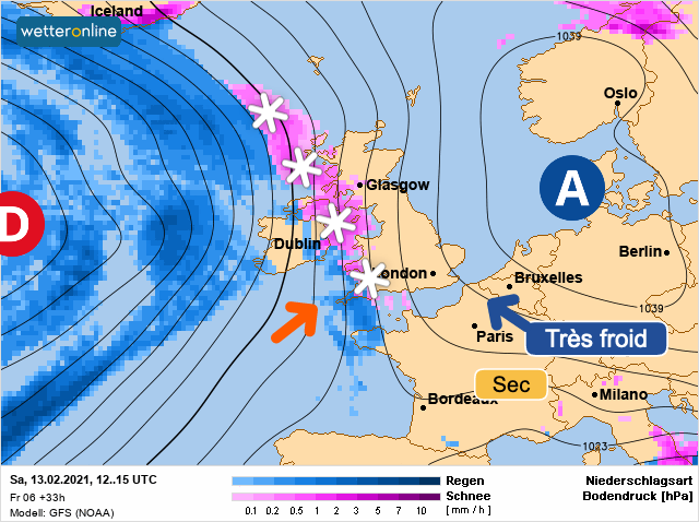 Carte météo Europe du 13/02/2021 à 1812
