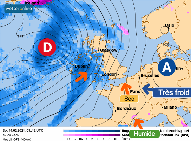 Carte météo Europe du 14/02/2021 à 1812
