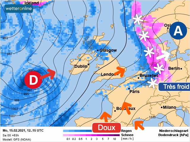 Carte météo Europe du 15/02/2021 à 1812