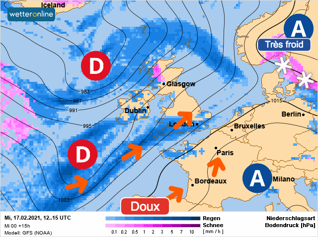 Carte météo Europe du 17/02/2021 à 1812