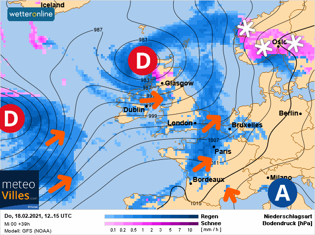 Carte météo Europe du 18/02/2021 à 1812