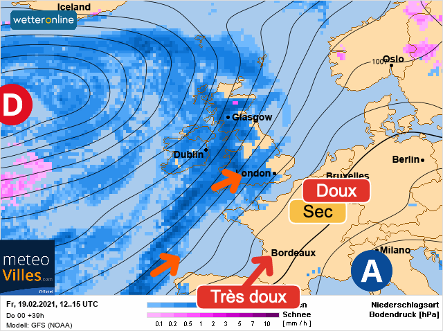 Carte météo Europe du 19/02/2021 à 1812