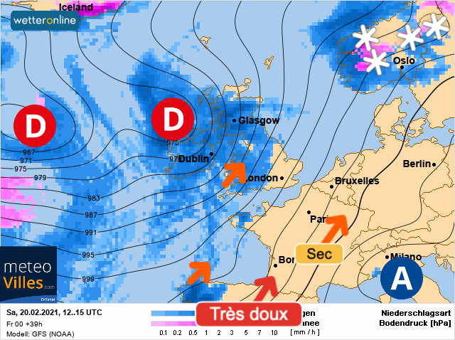 Carte météo Europe du 20/02/2021 à 1812