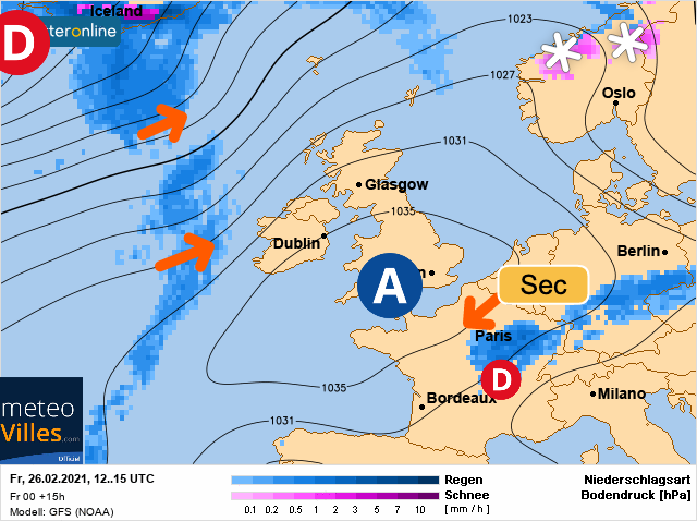 Carte météo Europe du 26/02/2021 à 1812