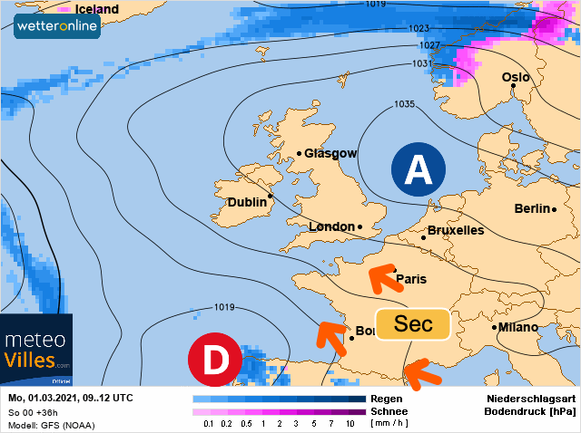 Carte météo Europe du 01/03/2021 à 1812