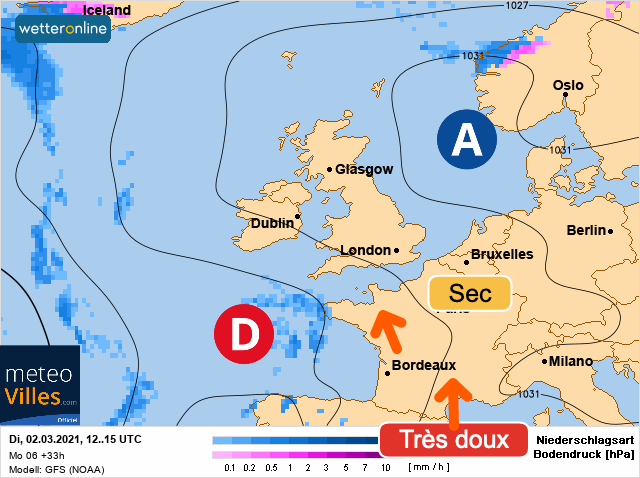 Carte météo Europe du 02/03/2021 à 1812