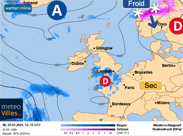 Carte météo Europe du 03/03/2021 à 1812