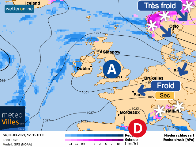 Carte météo Europe du 06/03/2021 à 1812