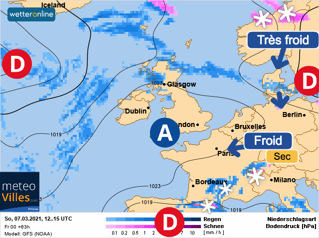 Carte météo Europe du 07/03/2021 à 1812