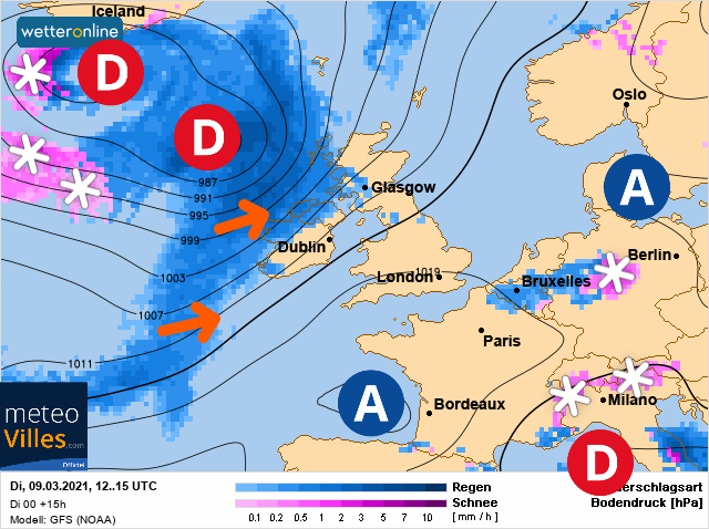 Carte météo Europe du 09/03/2021 à 1812