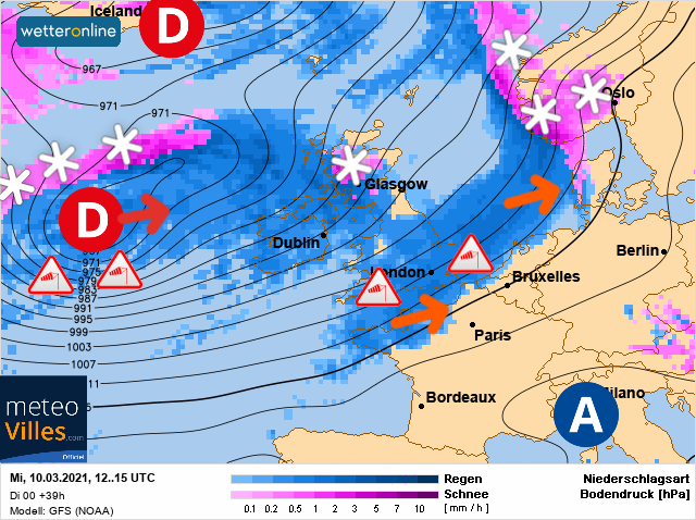 Carte météo Europe du 10/03/2021 à 1812