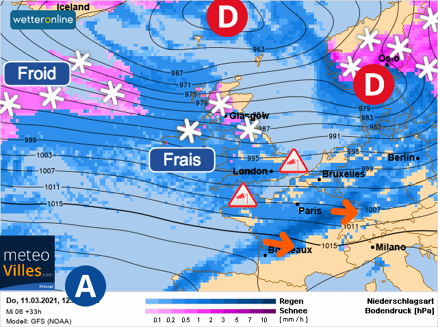 Carte météo Europe du 11/03/2021 à 1812
