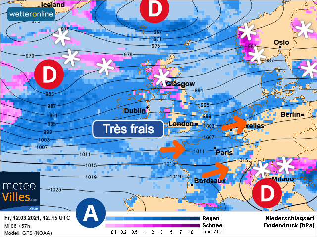 Carte météo Europe du 12/03/2021 à 1812