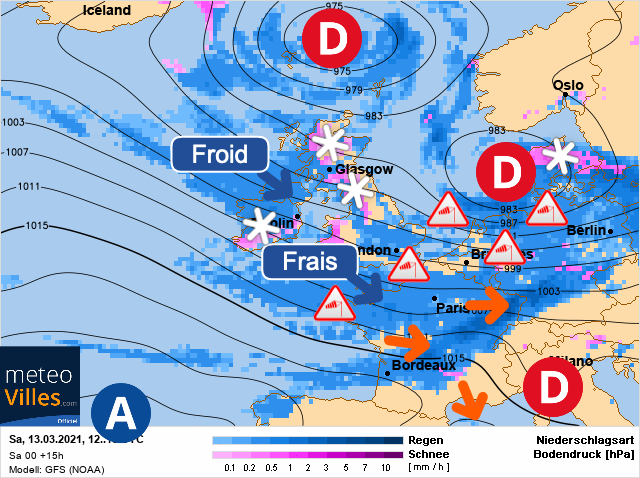 Carte météo Europe du 13/03/2021 à 1812