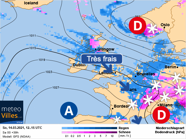 Carte météo Europe du 14/03/2021 à 1812