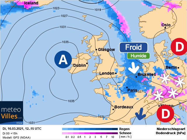 Carte météo Europe du 16/03/2021 à 1812