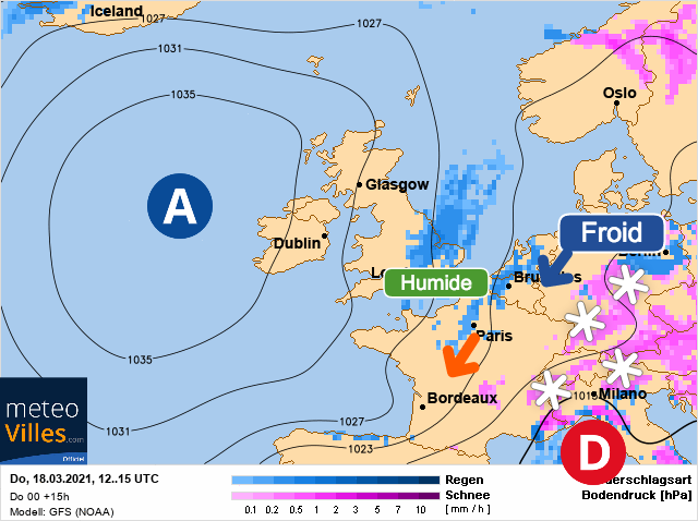 Carte météo Europe du 18/03/2021 à 1812