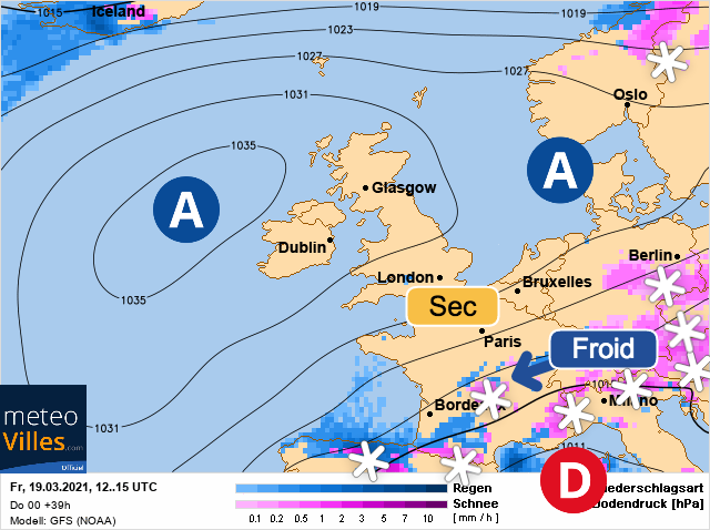 Carte météo Europe du 19/03/2021 à 1812