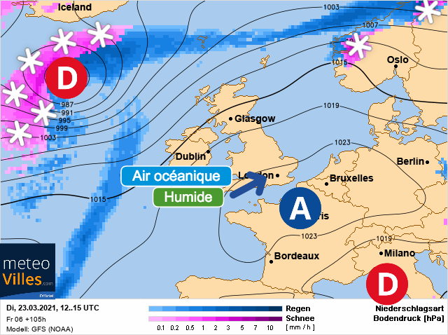 Carte météo Europe du 23/03/2021 à 1812