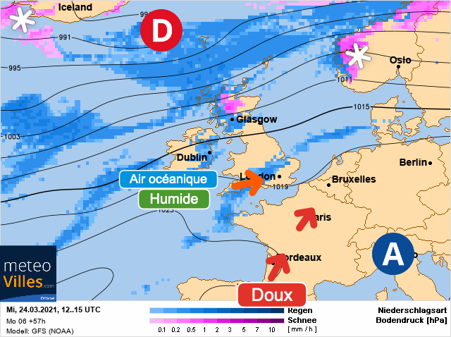 Carte météo Europe du 24/03/2021 à 1812