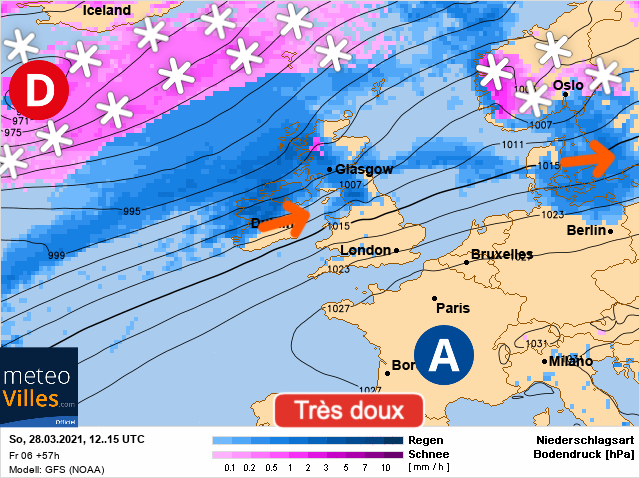 Carte météo Europe du 28/03/2021 à 1812