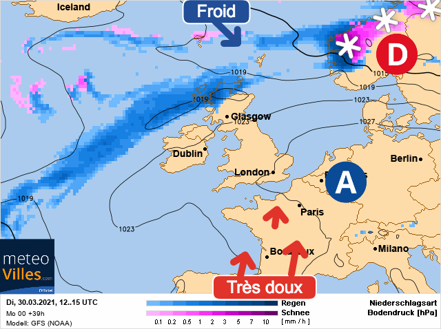Carte météo Europe du 30/03/2021 à 1812