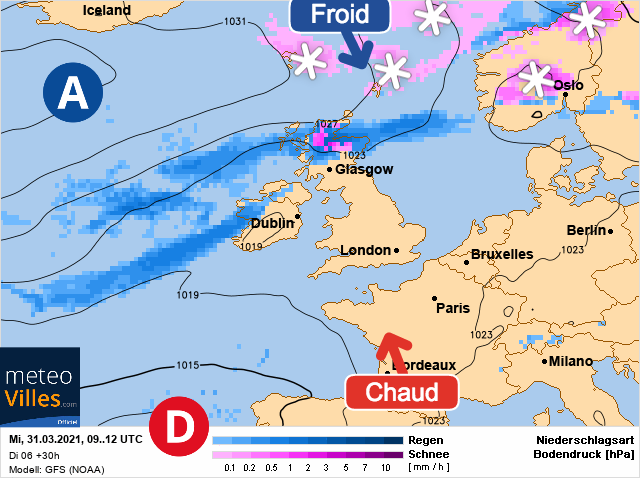 Carte météo Europe du 31/03/2021 à 1812