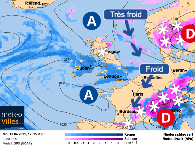 Carte météo Europe du 12/04/2021 à 1812