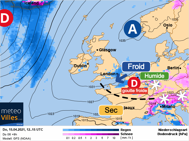 Carte météo Europe du 15/04/2021 à 1812