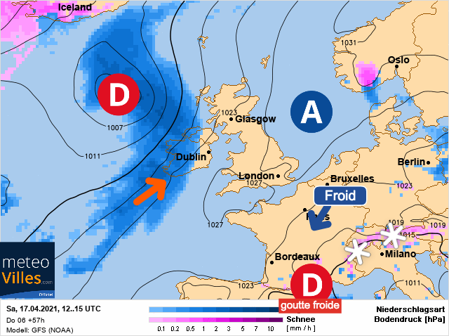 Carte météo Europe du 17/04/2021 à 1812