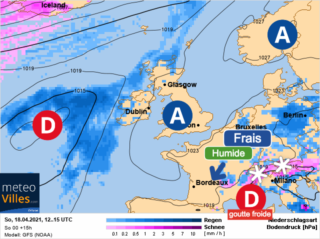 Carte météo Europe du 18/04/2021 à 1812