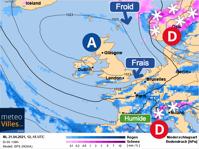 Carte météo Europe du 21/04/2021 à 1812