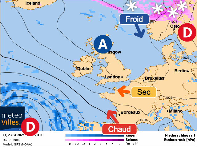 Carte météo Europe du 23/04/2021 à 1812