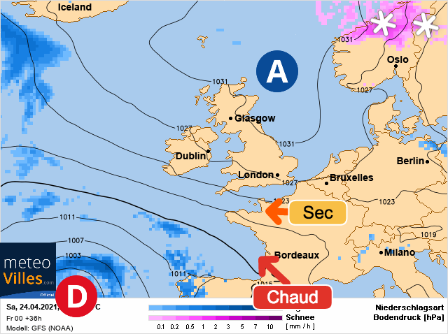 Carte météo Europe du 24/04/2021 à 1812