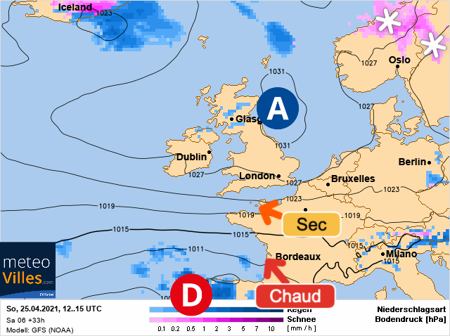 Carte météo Europe du 25/04/2021 à 1812