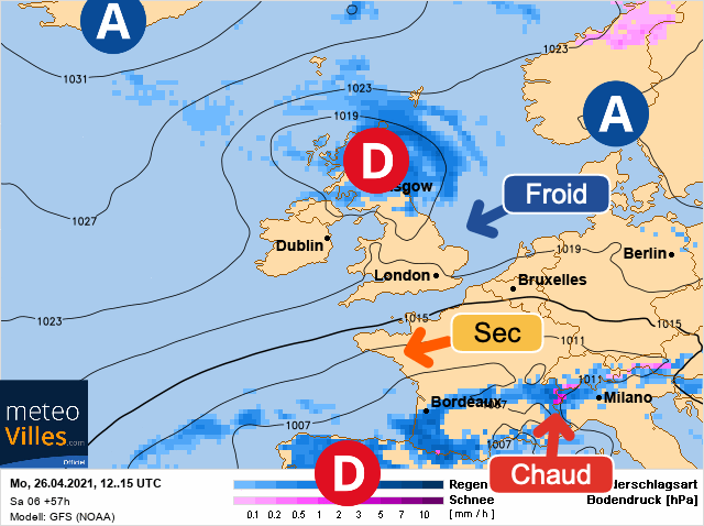 Carte météo Europe du 26/04/2021 à 1812