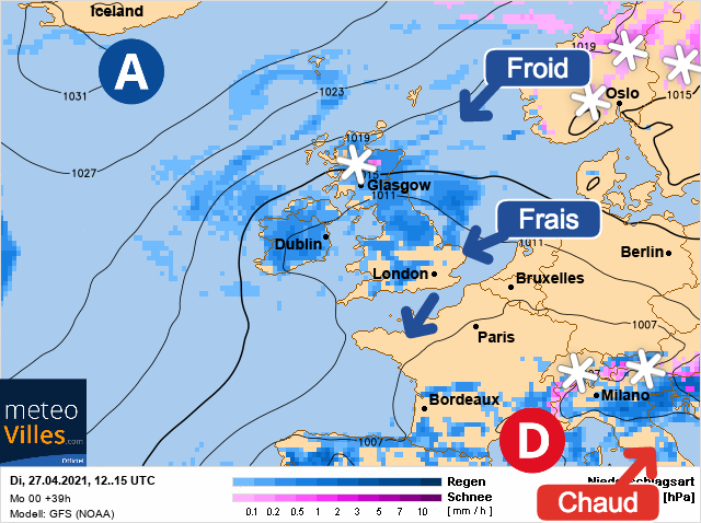 Carte météo Europe du 27/04/2021 à 1812
