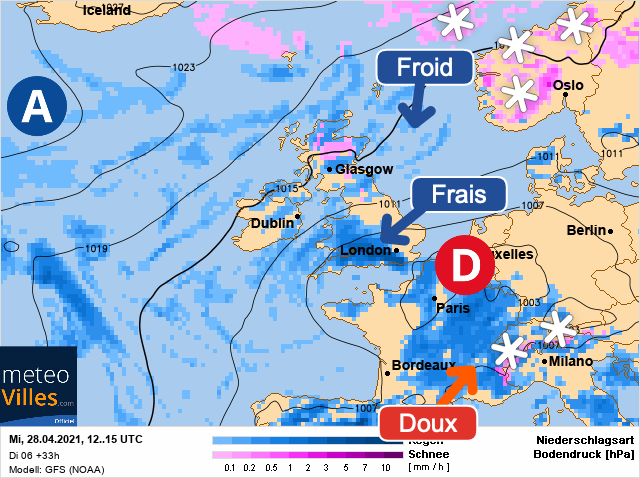 Carte météo Europe du 28/04/2021 à 1812