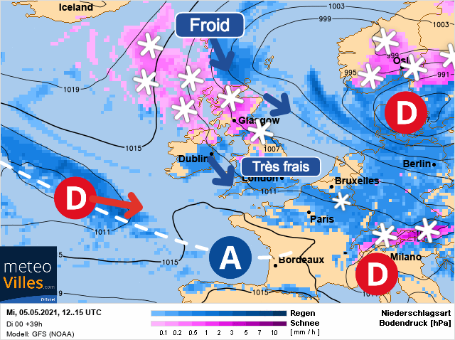 Carte météo Europe du 05/05/2021 à 1812