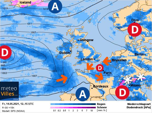 Carte météo Europe du 14/05/2021 à 1812