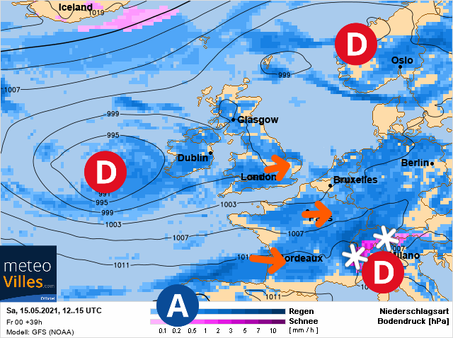 Carte météo Europe du 15/05/2021 à 1812
