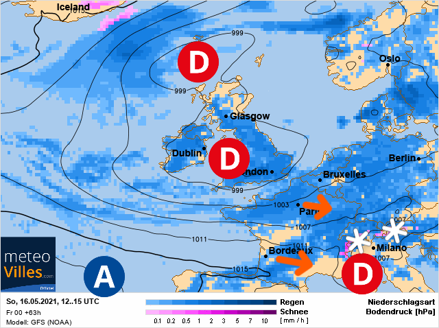 Carte météo Europe du 16/05/2021 à 1812