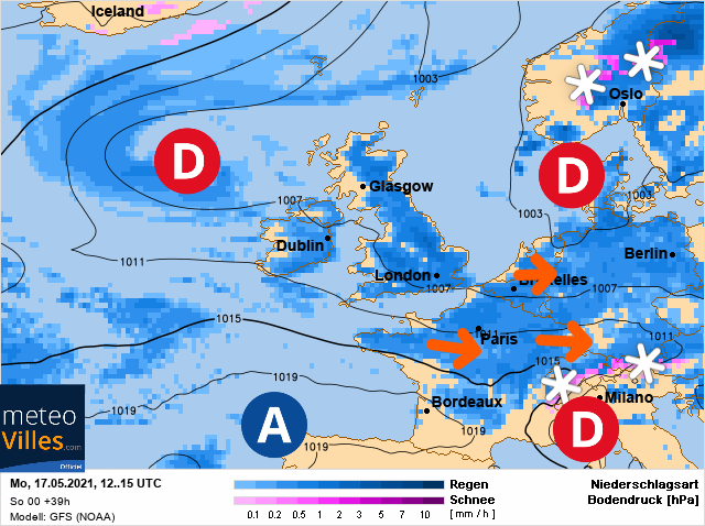 Carte météo Europe du 17/05/2021 à 1812