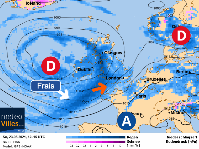 Carte météo Europe du 23/05/2021 à 1812