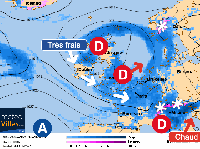 Carte météo Europe du 24/05/2021 à 1812
