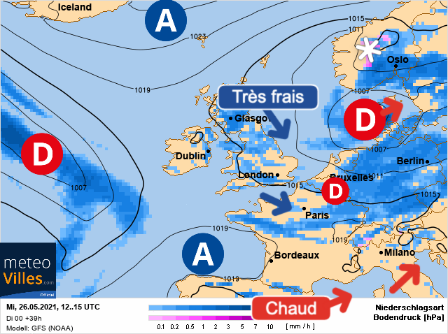 Carte météo Europe du 26/05/2021 à 1812